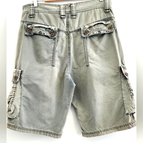 FUBU Men Short Cargo Size 34 Grey Button Zipper Pockets Cotton - Picture 7 of 9